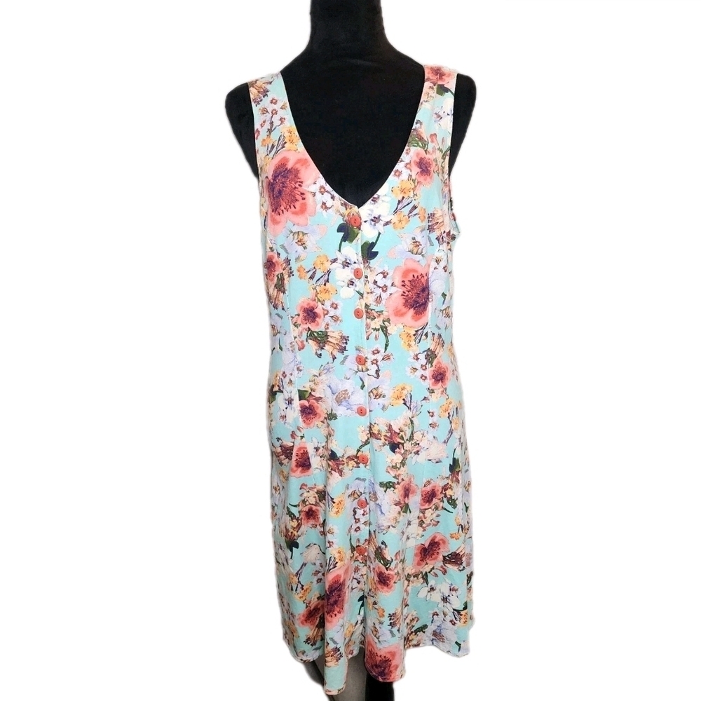 Dream Of Gauze Women's Sz L Floral Sundress Buttons Tie In Back